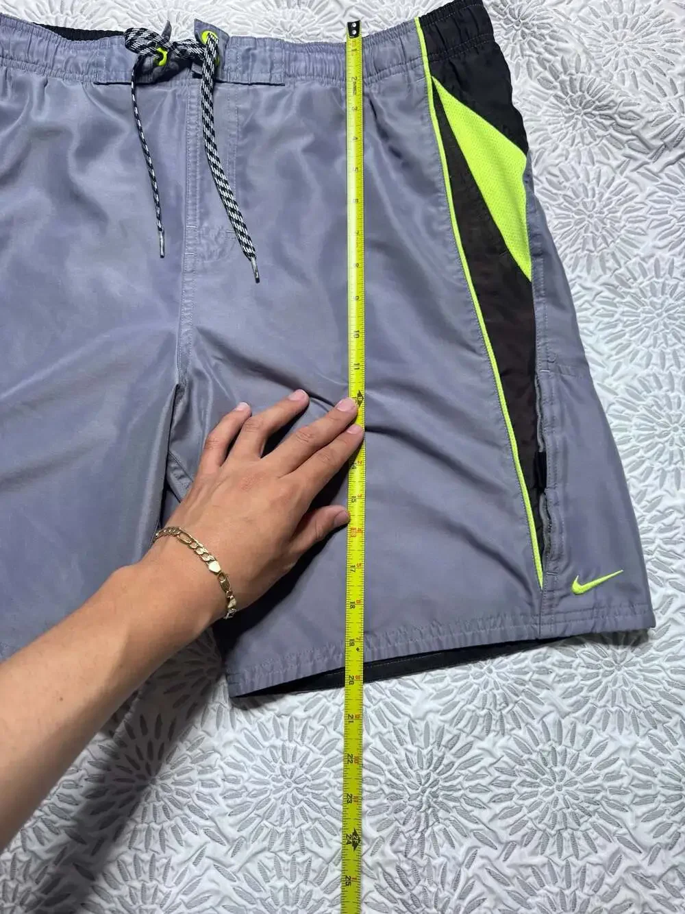Nike Men's M Gray and Neon Yellow Swim Surf Board Shorts